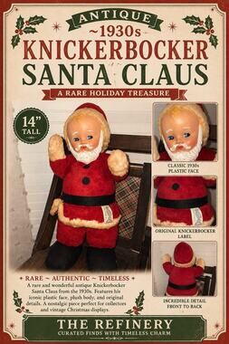 ANTIQUE KNICKERBOCKER CHRISTMAS SANTA BABY DOLL VERY RARE